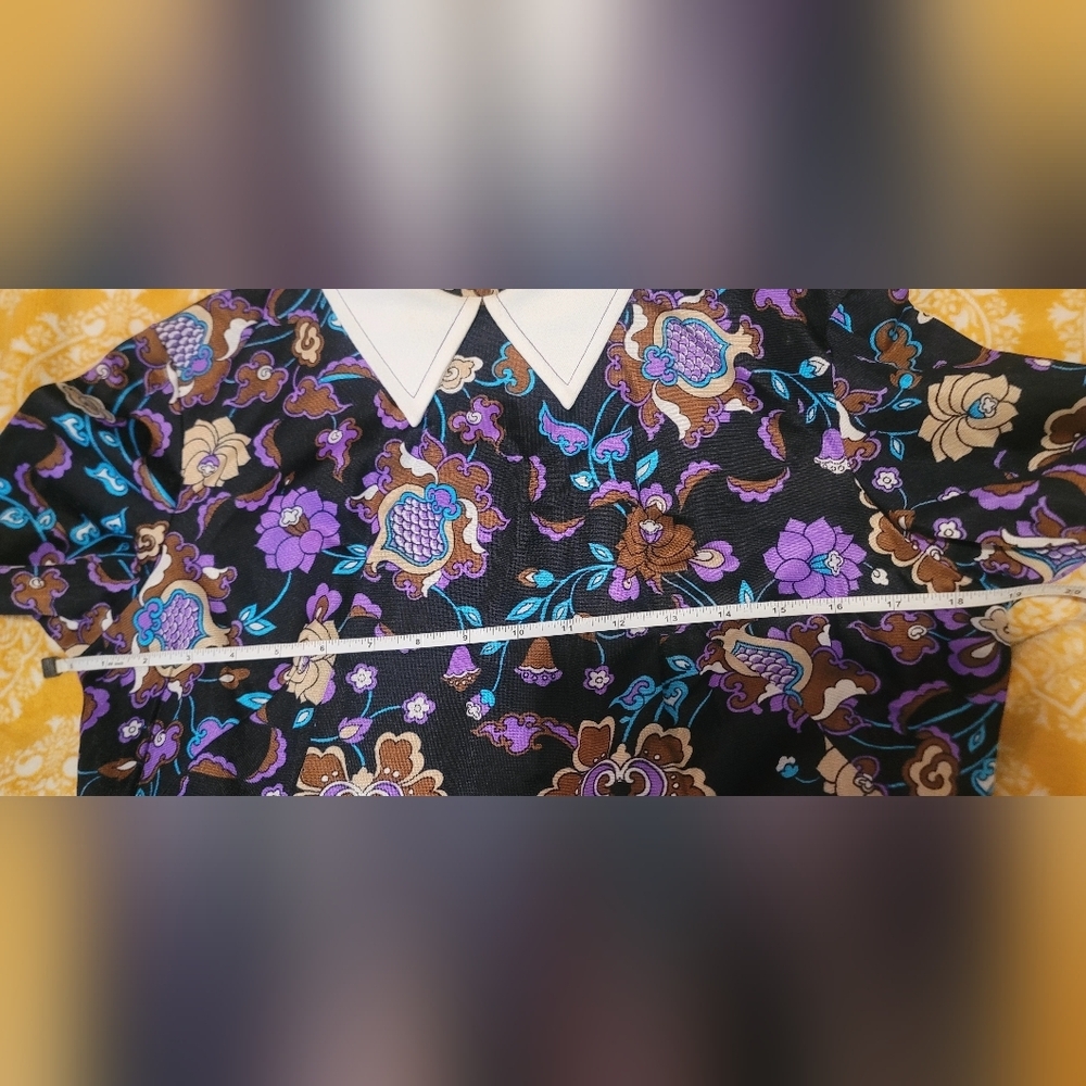 Joan Curtis Vintage Maxi Dress Bright Floral Print Garden Party 70s - Picture 16 of 16